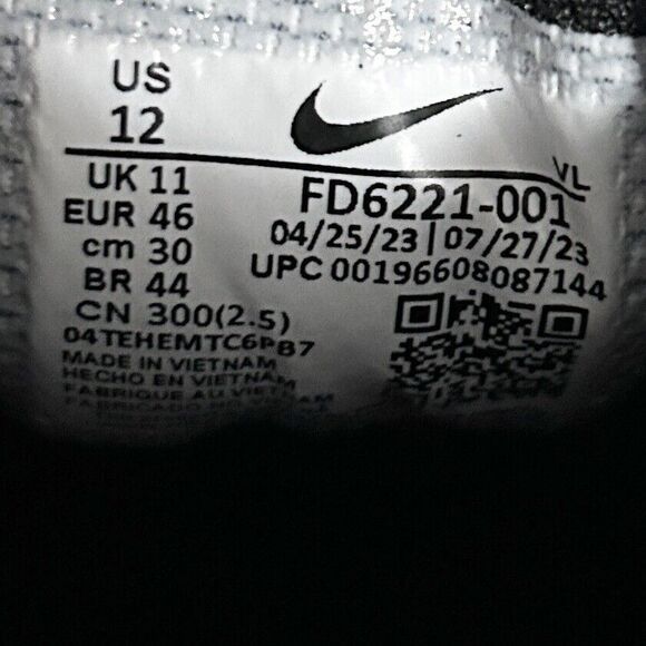 Nike Alpha Huarache Elite 4 Low MCS “Black White” Mens Size 9-12 Baseball Cleats - Picture 9 of 9